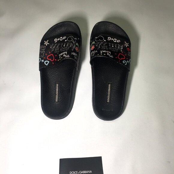 🛑DOLCE & GABBANA Designer ➕ SLIDES My Heart SANDALS Graffiti SHOES 💸BUY NOW‼️ - Picture 10 of 16